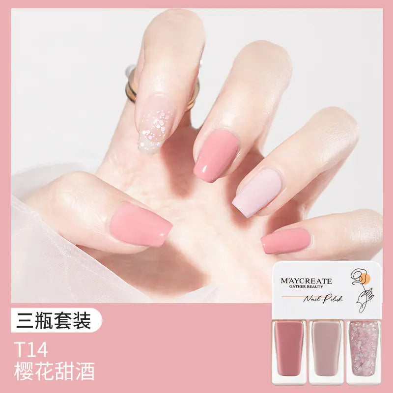 3-Piece Fast-Drying Peelable Water-Based Nail Polish Set (20 Colors)