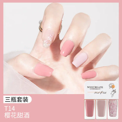 3-Piece Fast-Drying Peelable Water-Based Nail Polish Set (20 Colors)