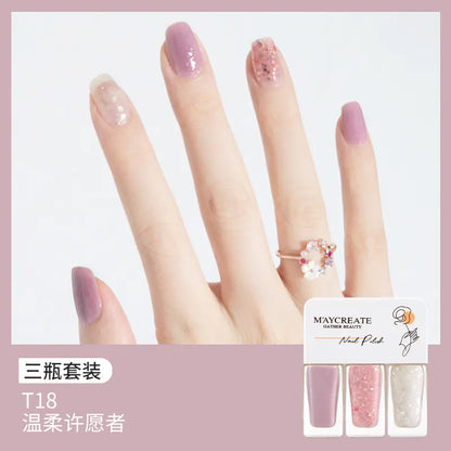 3-Piece Fast-Drying Peelable Water-Based Nail Polish Set (20 Colors)