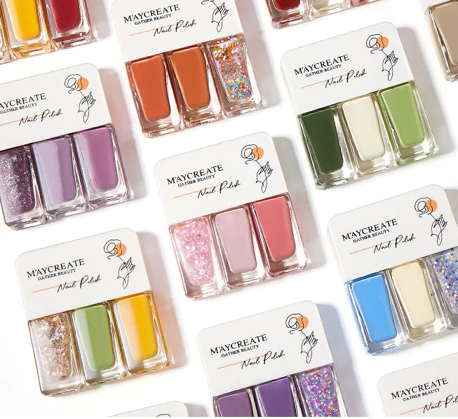 3-Piece Fast-Drying Peelable Water-Based Nail Polish Set (20 Colors)