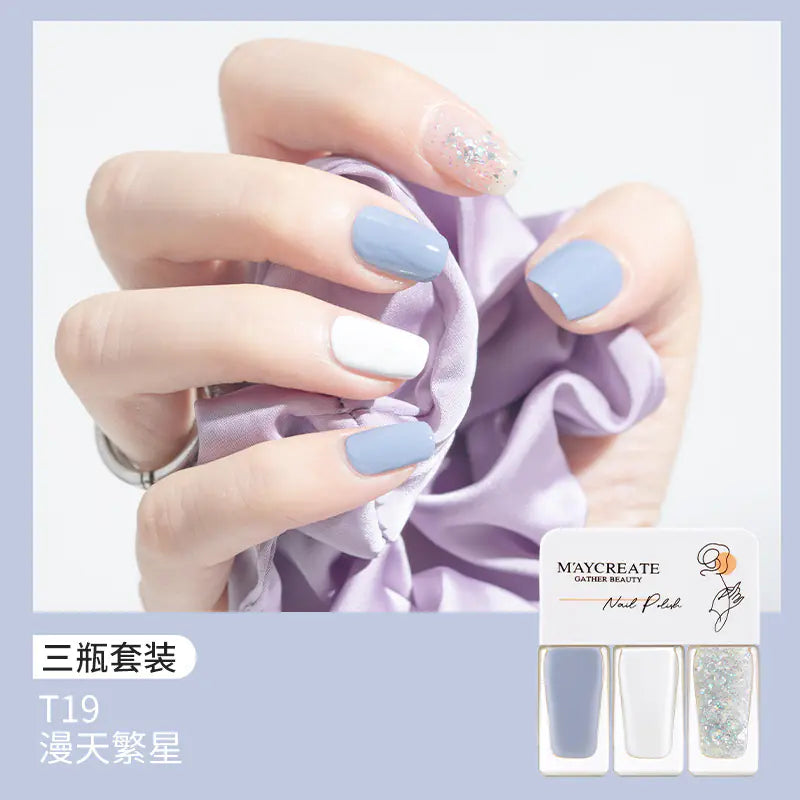 3-Piece Fast-Drying Peelable Water-Based Nail Polish Set (20 Colors)
