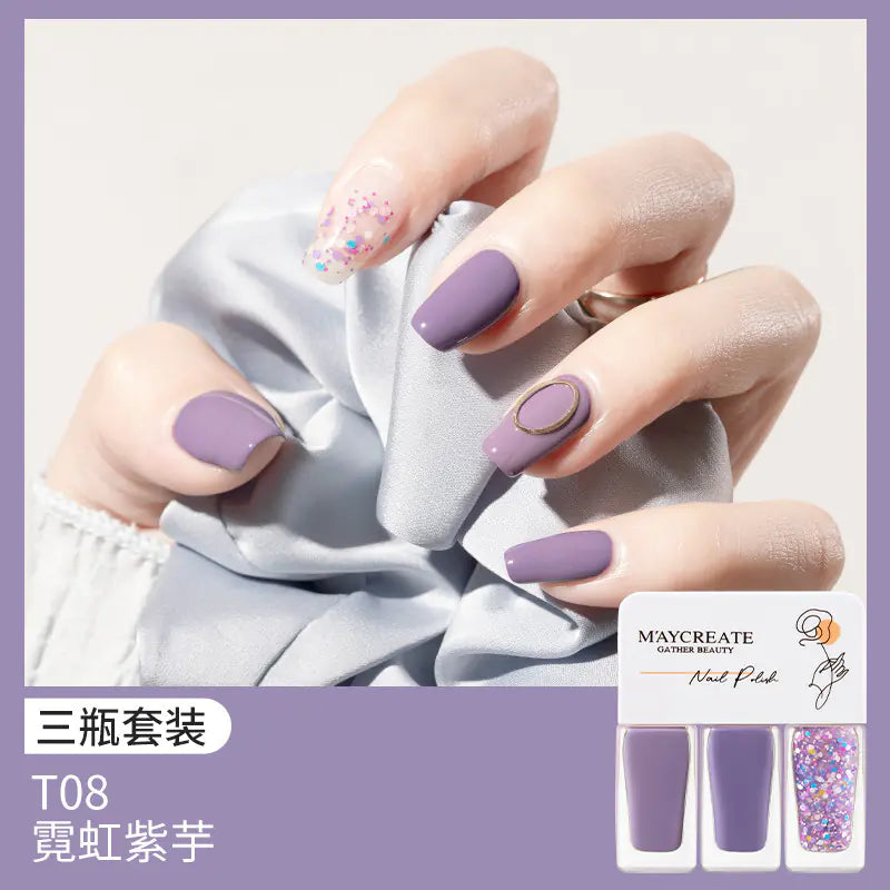 3-Piece Fast-Drying Peelable Water-Based Nail Polish Set (20 Colors)