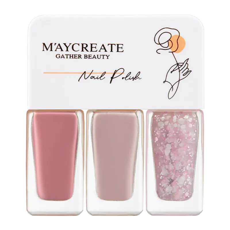3-Piece Fast-Drying Peelable Water-Based Nail Polish Set (20 Colors)