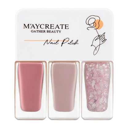 3-Piece Fast-Drying Peelable Water-Based Nail Polish Set (20 Colors)