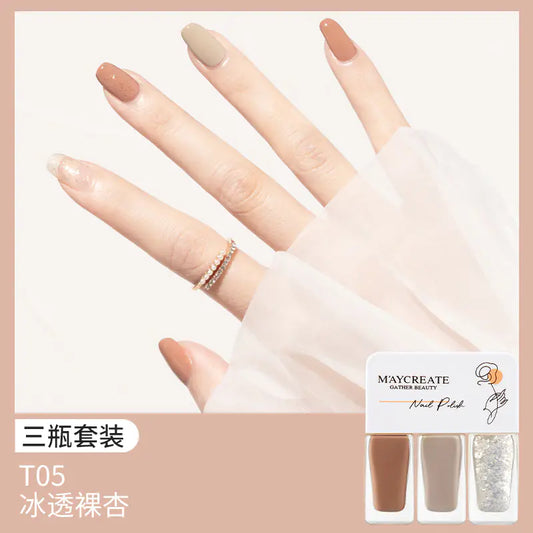 3-Piece Fast-Drying Peelable Water-Based Nail Polish Set (20 Colors)