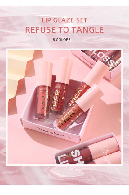 Shine Lip Glaze Set - 4 Pink Gloss with Sequins