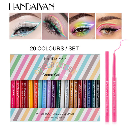 20-Piece Waterproof Quick-Dry Colored Eyeliner Set