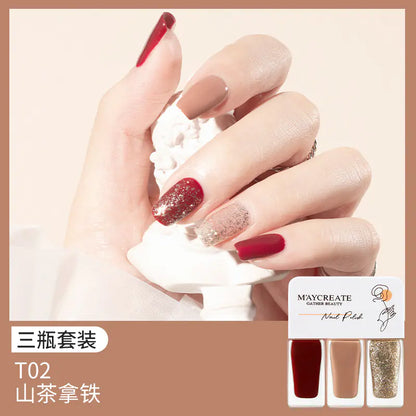 3-Piece Fast-Drying Peelable Water-Based Nail Polish Set (20 Colors)