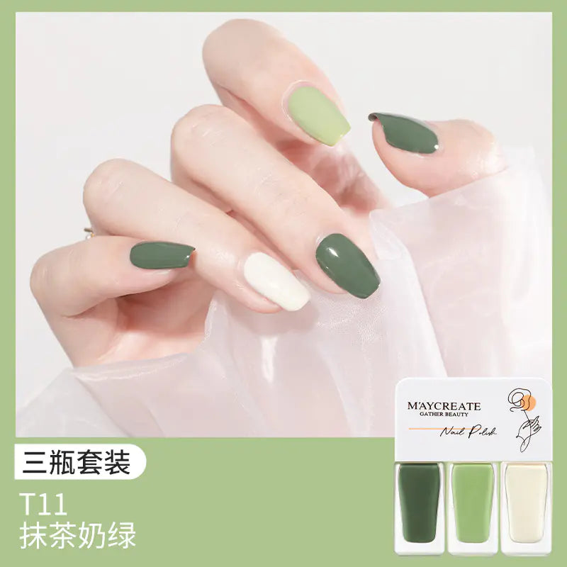 3-Piece Fast-Drying Peelable Water-Based Nail Polish Set (20 Colors)