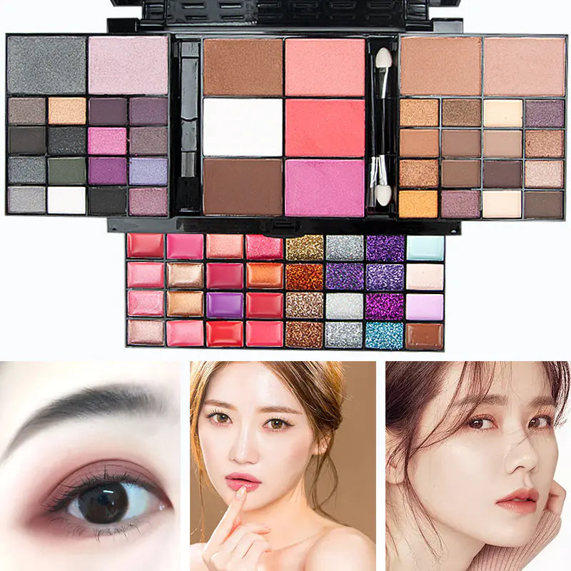 74-Color Makeup Palette Set with Eyeshadow and Highlighter