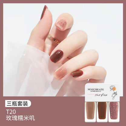 3-Piece Fast-Drying Peelable Water-Based Nail Polish Set (20 Colors)
