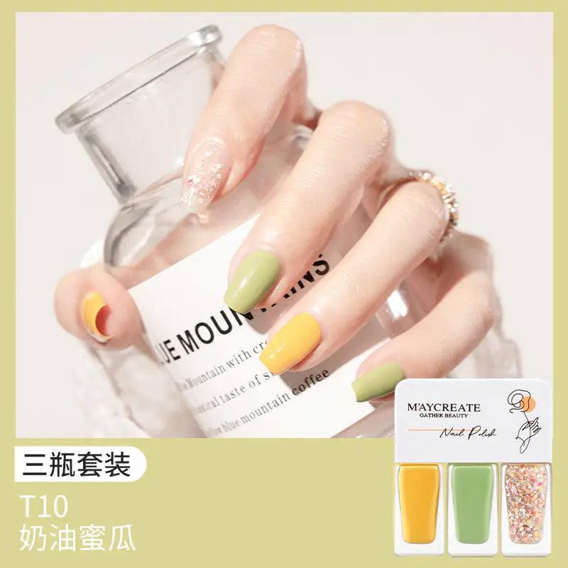 3-Piece Fast-Drying Peelable Water-Based Nail Polish Set (20 Colors)