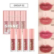 Shine Lip Glaze Set - 4 Pink Gloss with Sequins